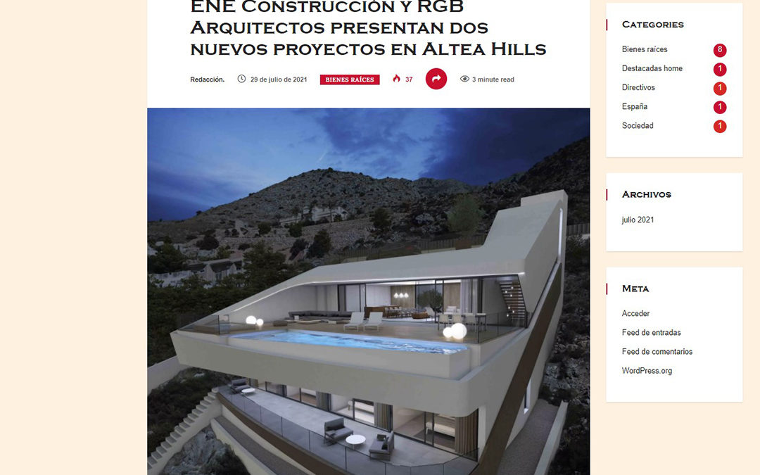 ENE Construcción y RGB Arquitectos presentan dos nuevos proyectos en Altea Hills